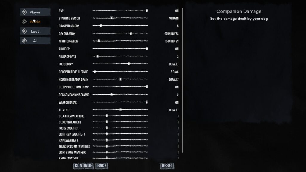 HumanitZ nastavení světa