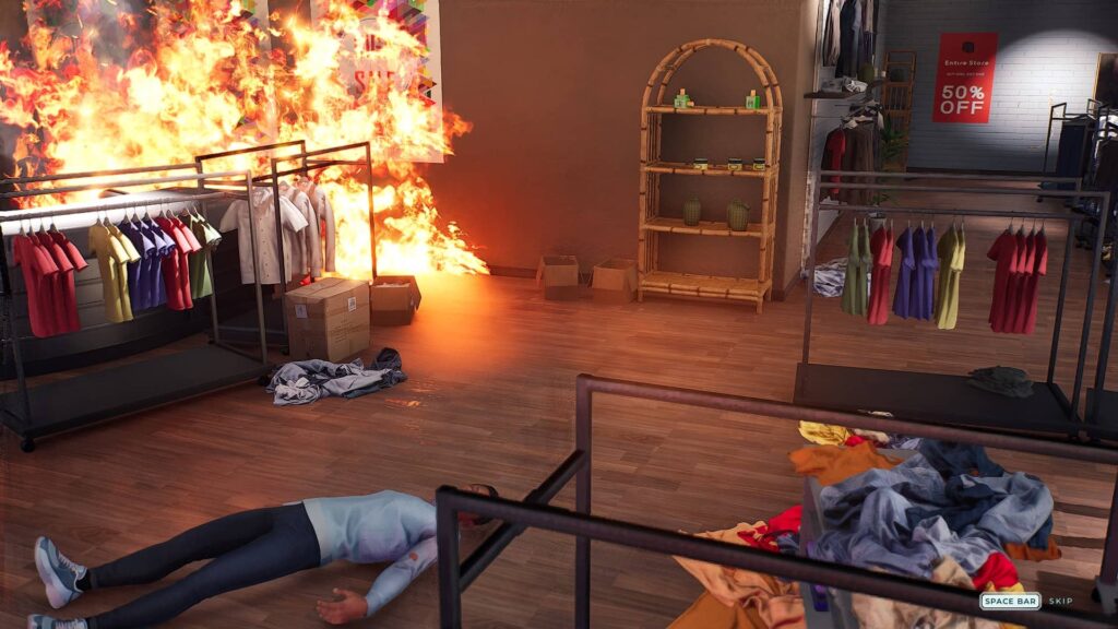 Firefighting Simulator Ignite - žena v bezvědomí