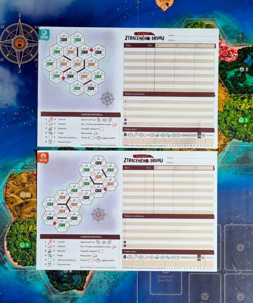 Hledání ztraceného druhu - listy hráčů