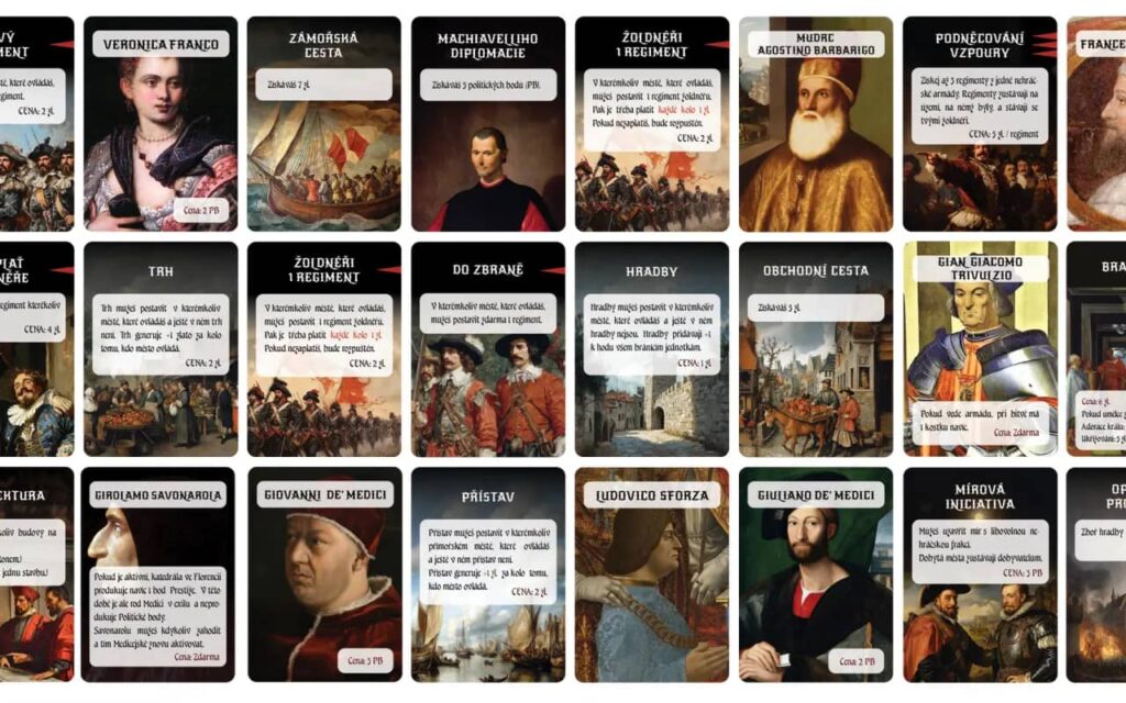 Italské války 1494-1559 - ukázka karet historických osobností